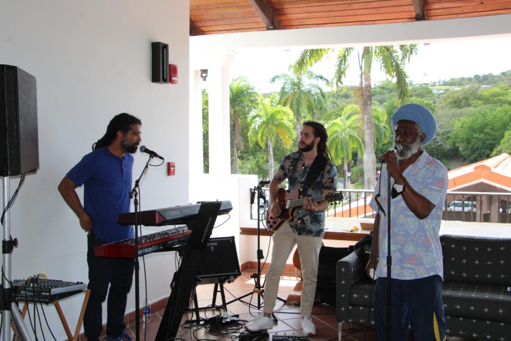 A reggae band plays on the balcony of the Wyndham Grand Rio Mar Puerto Rico Golf & Beach Resort.